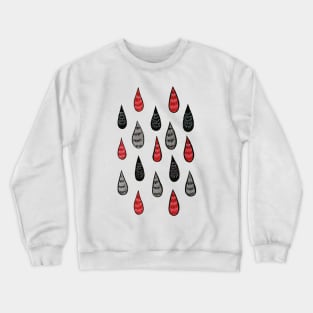 Weird Rain Drops Ink Pattern In Red Black Grey Crewneck Sweatshirt